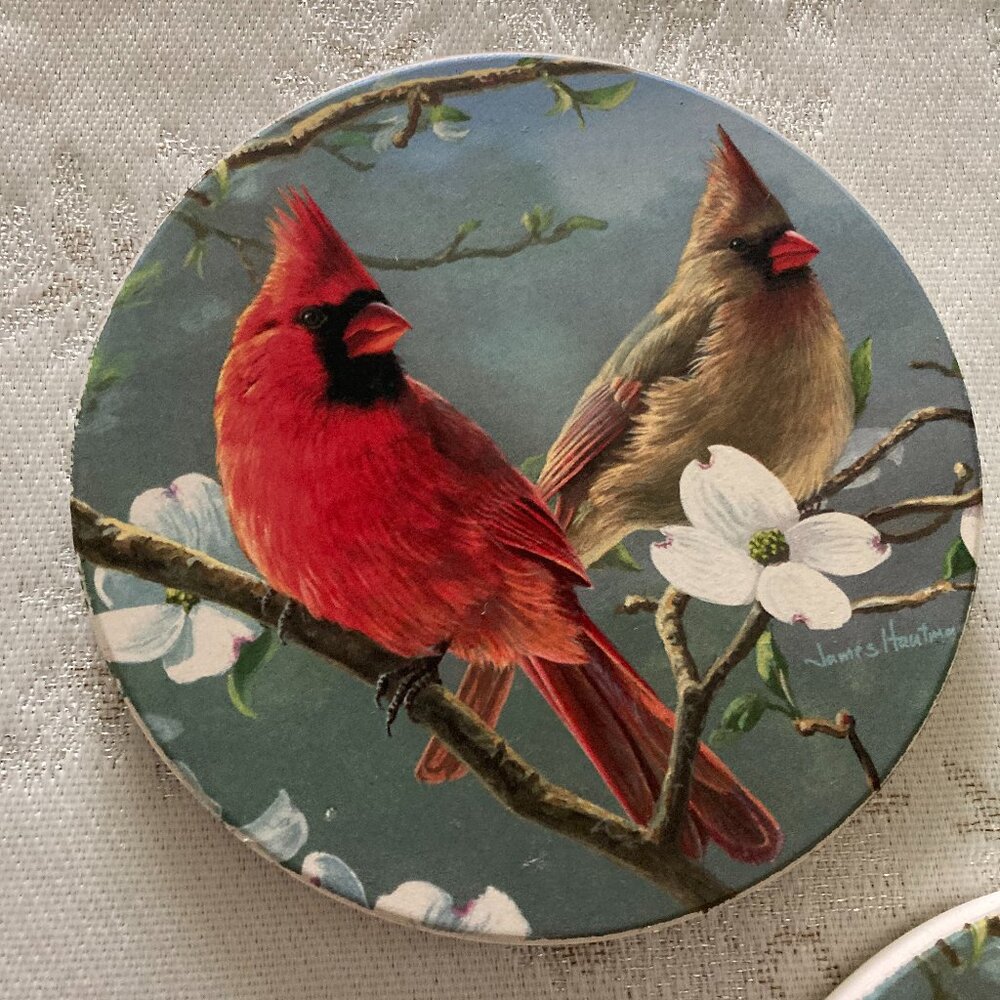 Wild Birds Unlimited Cardinal Stone Coasters-Set of 4 NWT